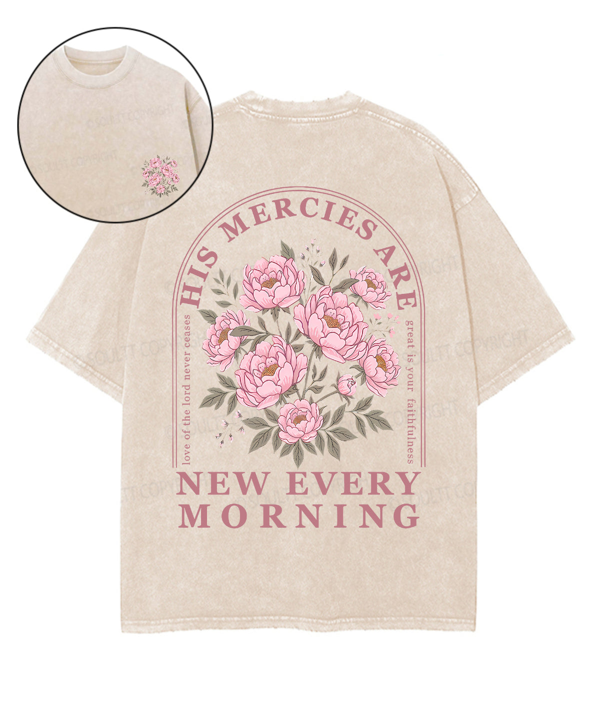 His Mercies Are New Every Morning Double Sided Unisex Washed Christian T-shirt