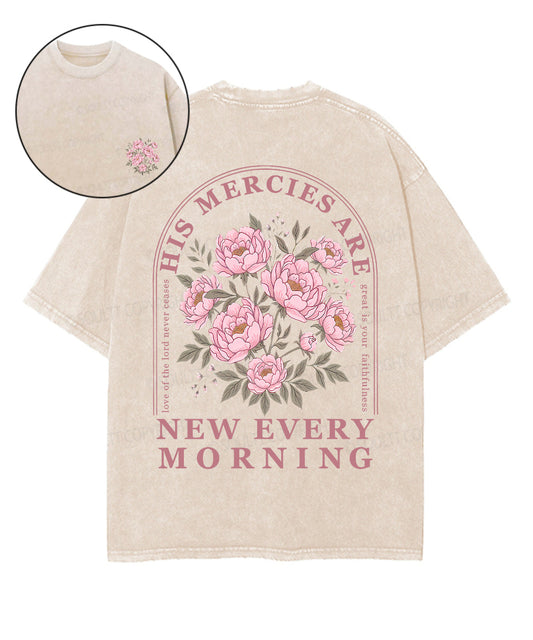 His Mercies Are New Every Morning Double Sided Unisex Washed Christian T-shirt
