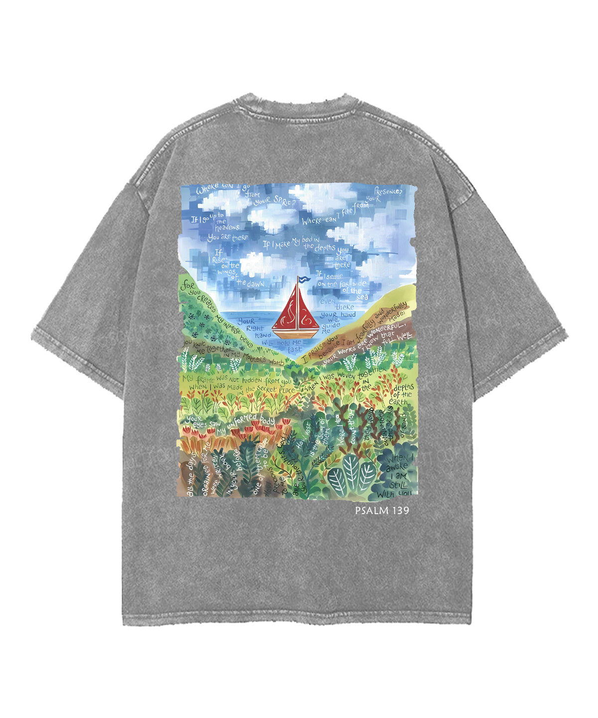 Fearfully And Wonderfully Made Double Sided Unisex Washed Christian T-shirt