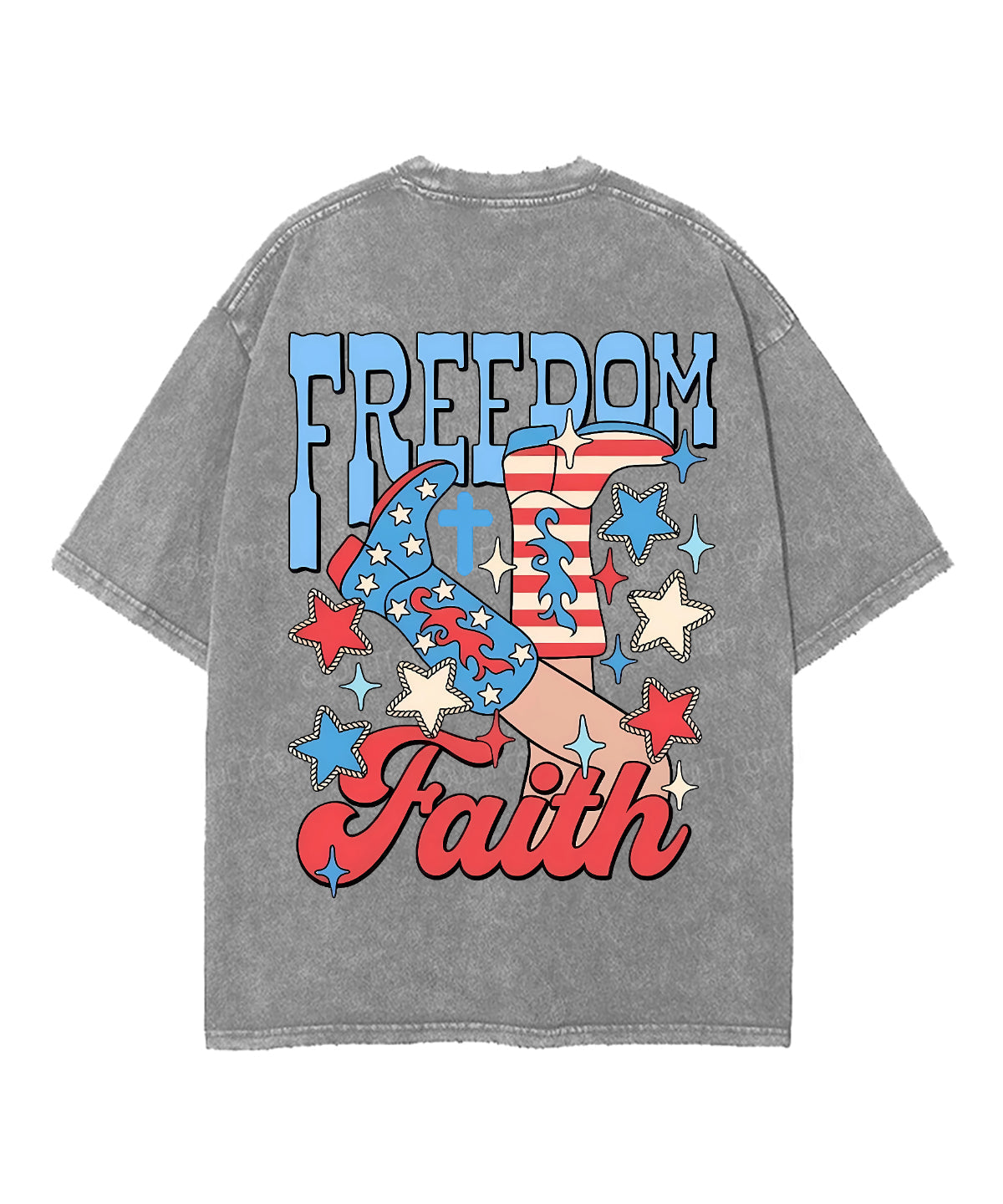 Freedom & Faith Double Sided Unisex Washed Christian T-shirt