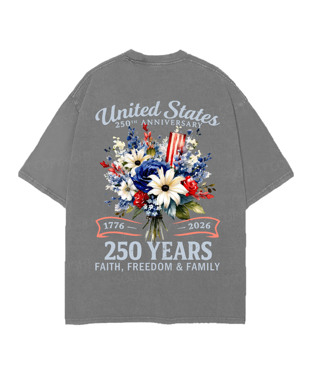 250 Years America Anniversary Double Sided Unisex Christian Washed T-Shirt & Shorts
