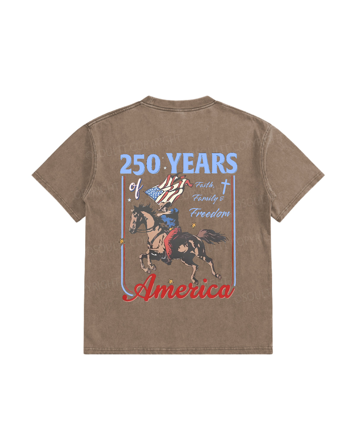 Kids 250 Years America Anniversary Double Sided Washed Christian T-shirt