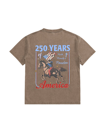Kids 250 Years America Anniversary Double Sided Washed Christian T-shirt