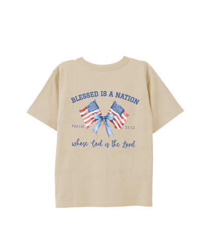 Kids Blessed Is A Nation Whose god Is The Lord Cotton Christian T-shirt