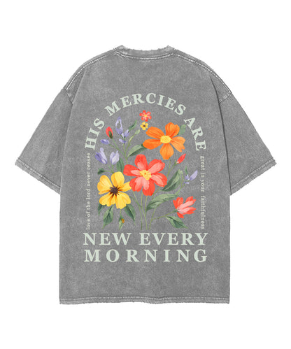 His Mercies Are New Every Morning Double Sided Unisex Washed Christian T-shirt