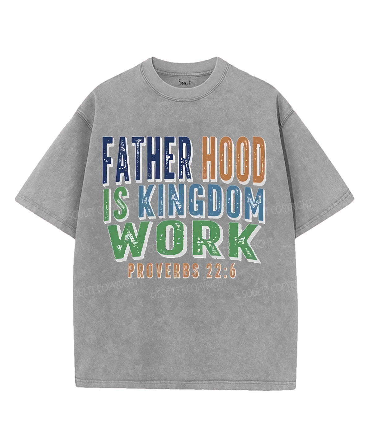 Fatherhood Is Kingdom Work Unisex Washed Christian T-shirt