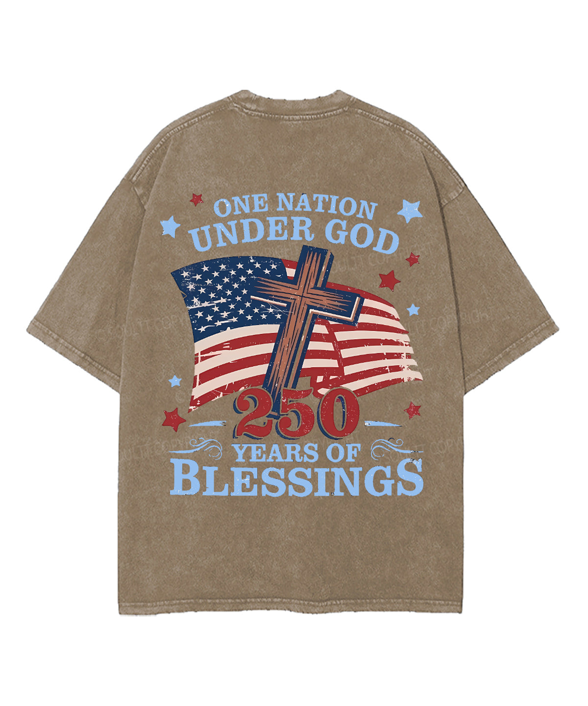 One Nation Under God 250 Years Double Sided Unisex Washed Christian T-shirt