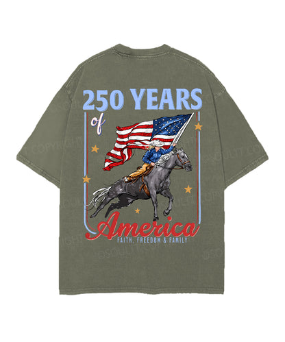 250 Years America Anniversary Double Sided Unisex Christian Washed T-Shirt & Shorts