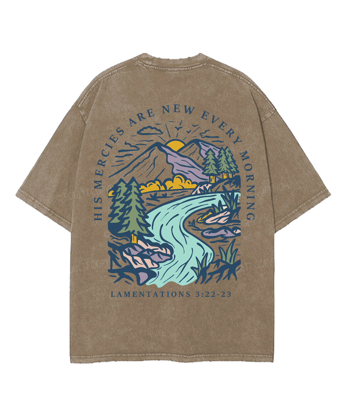 His Mercies Are New Every Morning Double Sided Unisex Washed Christian T-shirt