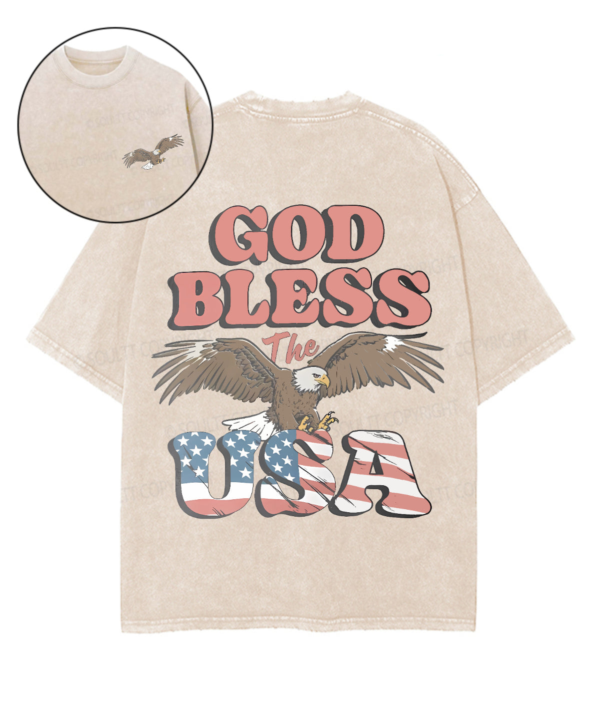God Bless The USA Double Sided Unisex Washed Christian T-shirt