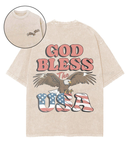 God Bless The USA Double Sided Unisex Washed Christian T-shirt