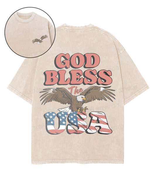 God Bless The USA Double Sided Unisex Washed Christian T-shirt