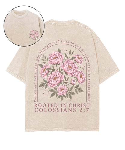 Rooted In Christ Double Sided Unisex Washed Christian T-shirt