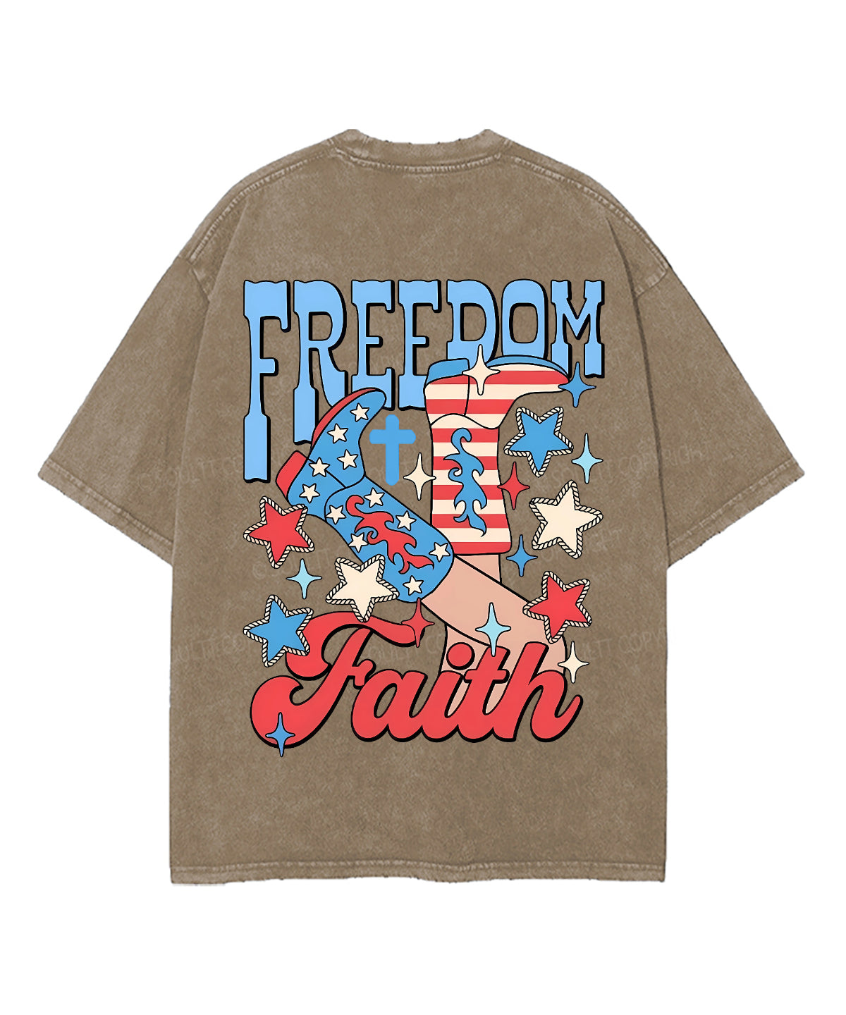 Freedom & Faith Double Sided Unisex Washed Christian T-shirt