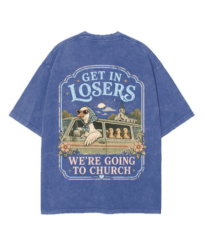 We're Going To Church Double Sided Unisex Washed Christian T-shirt