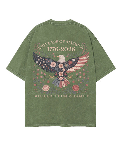 250 Years America Anniversary Double Sided Unisex Washed Christian T-shirt
