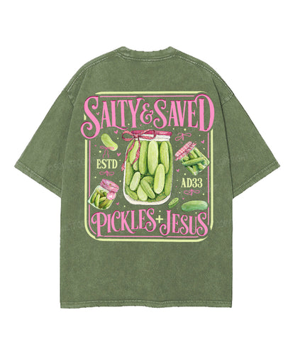 Salty & Saved Double Sided Unisex Washed Christian T-shirt