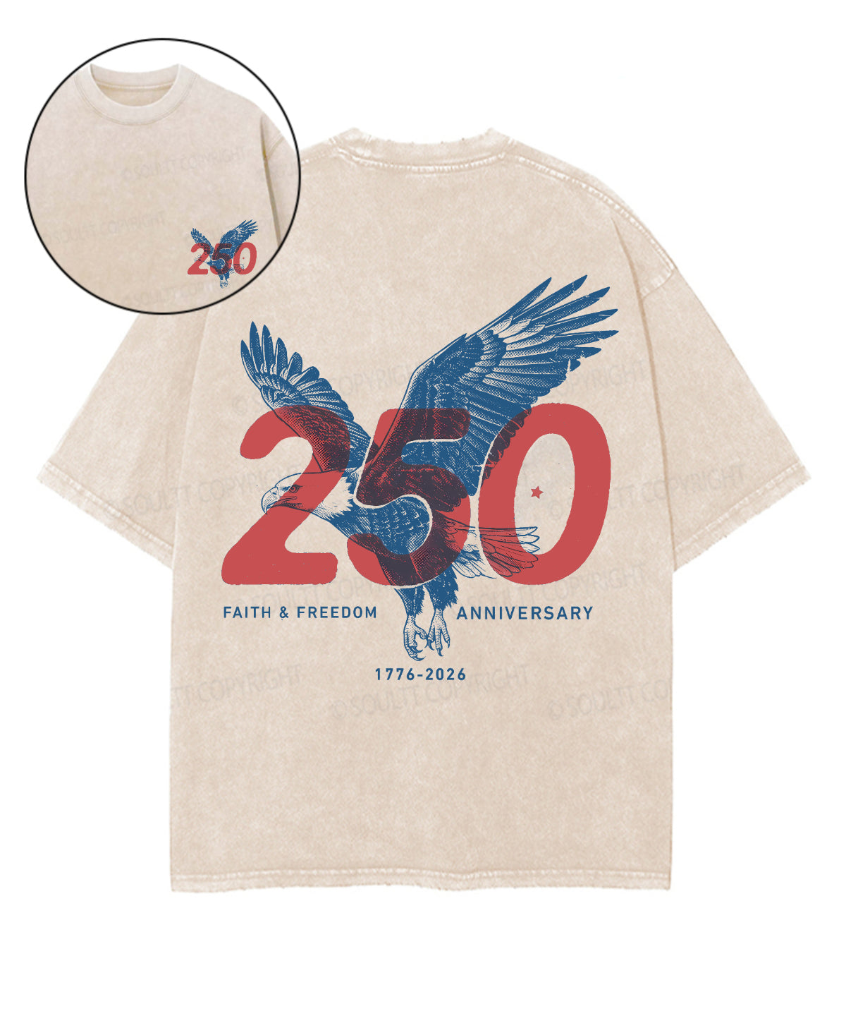 250 Years America Anniversary Double Sided Unisex Washed Christian T-shirt
