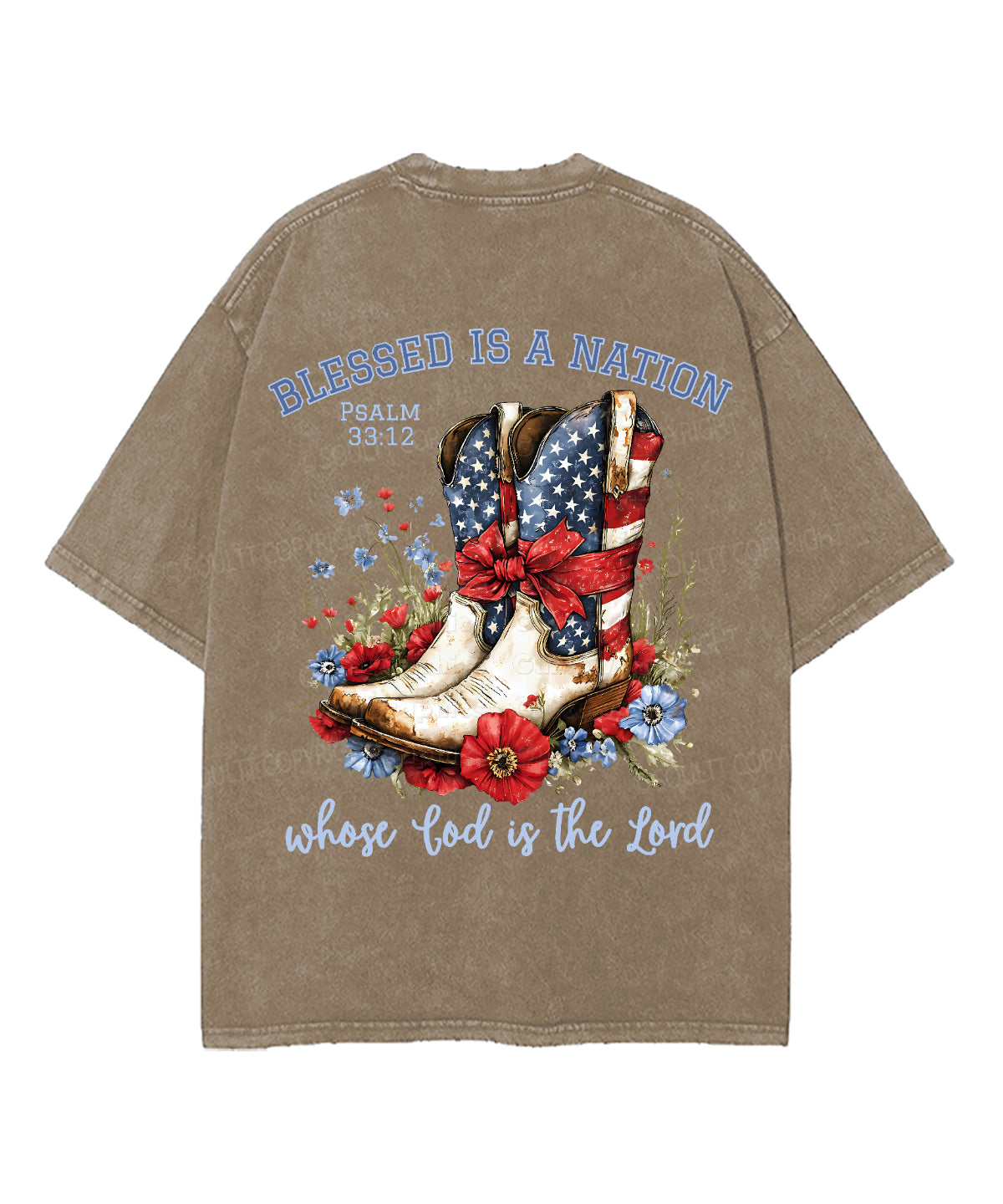 Blessed Is A Nation Whose god Is The Lord Double Sided Unisex Washed Christian T-shirt
