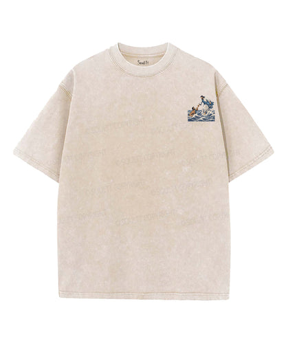 We're Walking On Water Double Sided Unisex Washed Christian T-shirt
