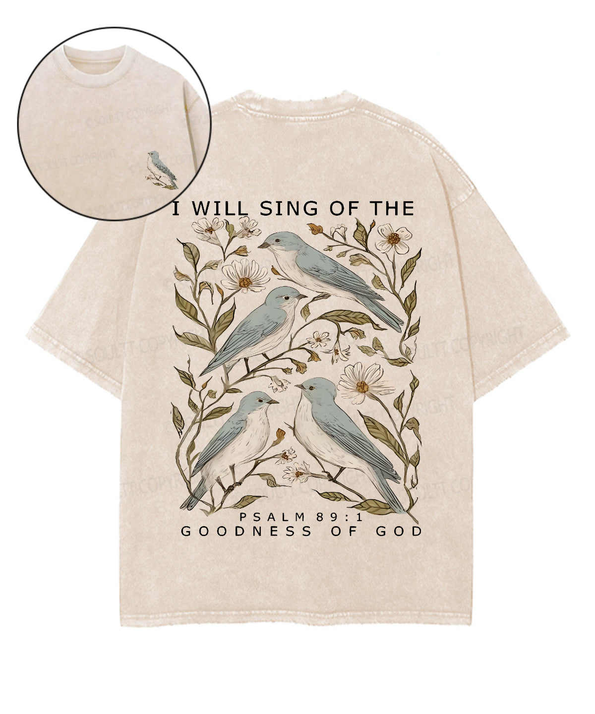 I Will Sing Of The Goodness Of God Double Sided Unisex Washed Christian T-shirt