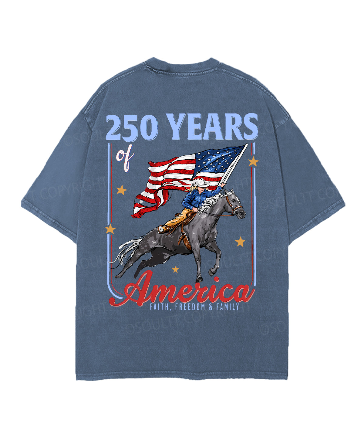 250 Years America Anniversary Double Sided Unisex Christian Washed T-Shirt & Shorts