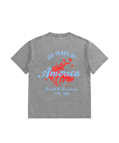 Kids 250 Years America Anniversary Double Sided Washed Christian T-shirt