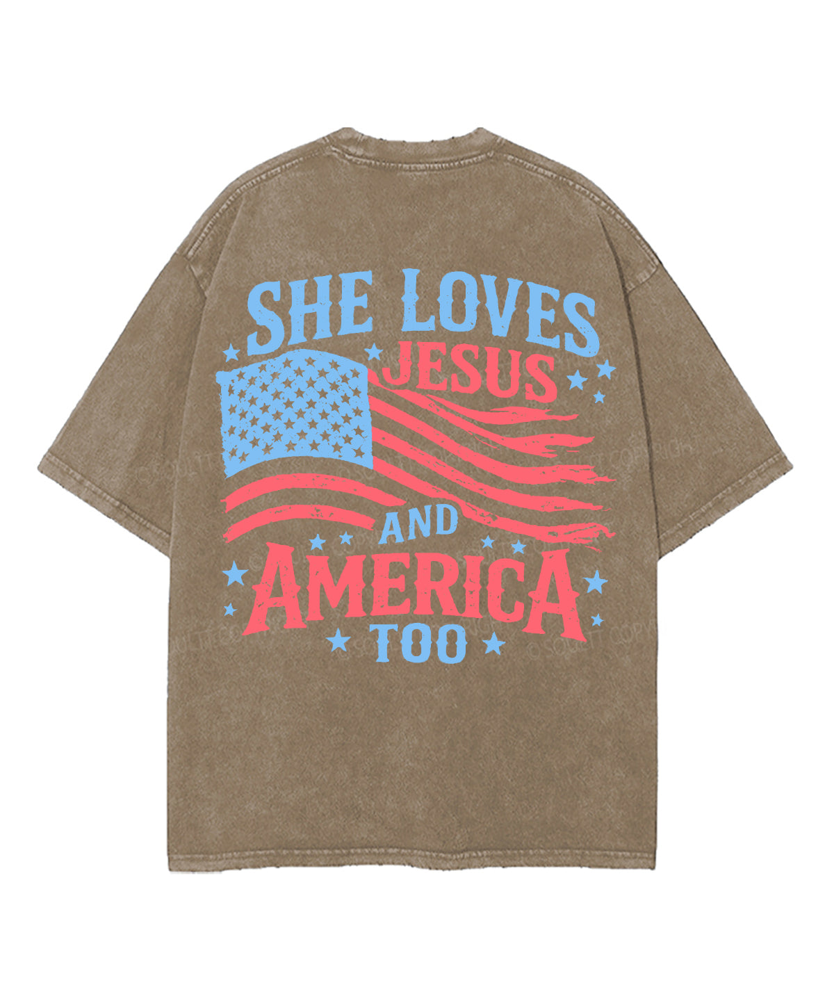 She Loves Jesus And America Double Sided Unisex Washed Christian T-shirt