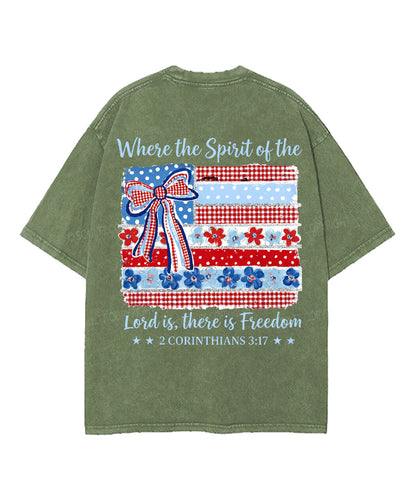 There Is Freedom Double Sided Unisex Washed Christian T-shirt