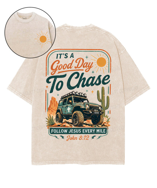 Follow Jesus Every Mile Double Sided Unisex Washed Christian T-shirt