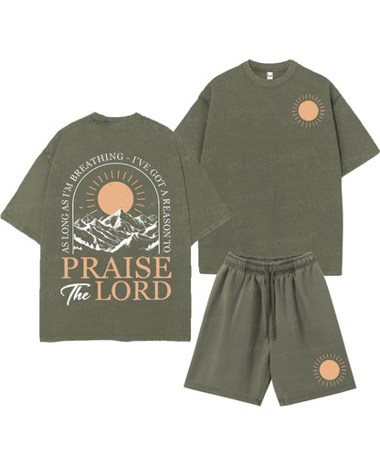 Praise The Lord Double Sided Unisex Christian Washed T-Shirt & Shorts