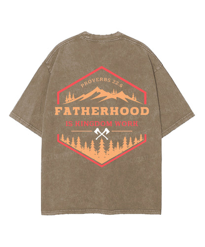 Fatherhood Is Kingdom Work Double Sided Unisex Washed Christian T-shirt