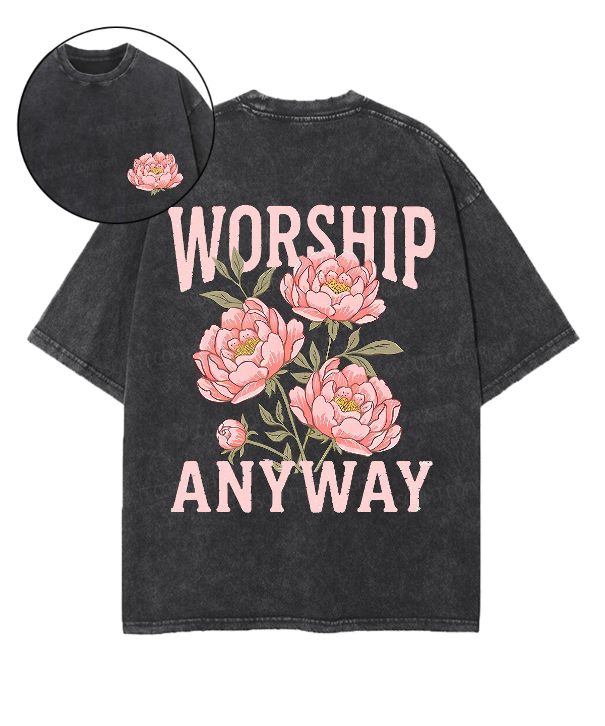 Worship Anyway Double Sided Unisex Washed Christian T-shirt