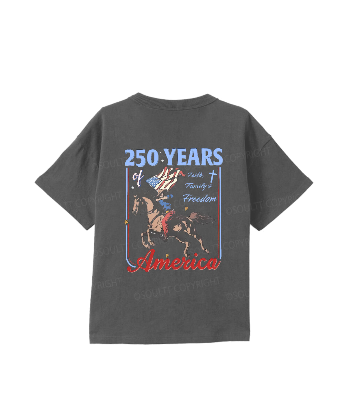 Kids 250 Years America Anniversary Double Sided Cotton Christian T-shirt