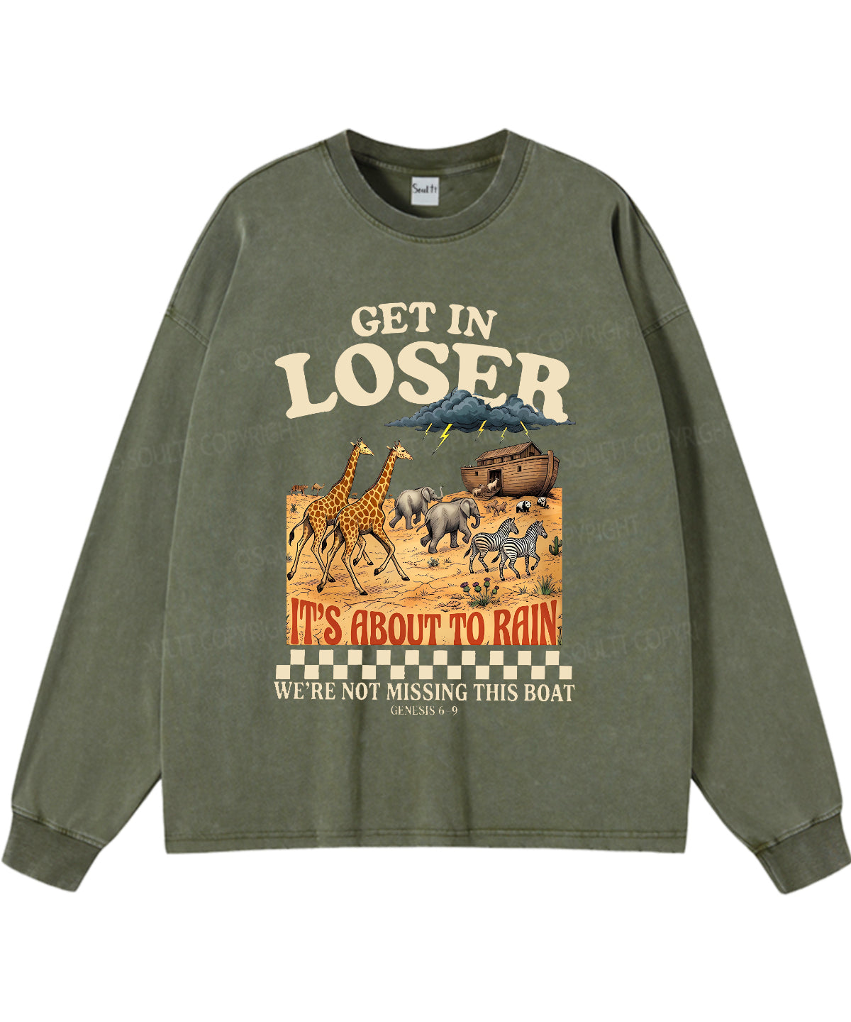 It's About To Rain We're Not Missing This Boat Washed Christian Long-sleeve T-shirt