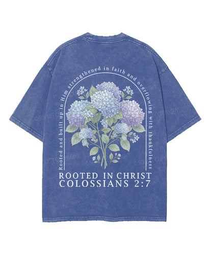 Rooted In Christ Double Sided Unisex Washed Christian T-shirt