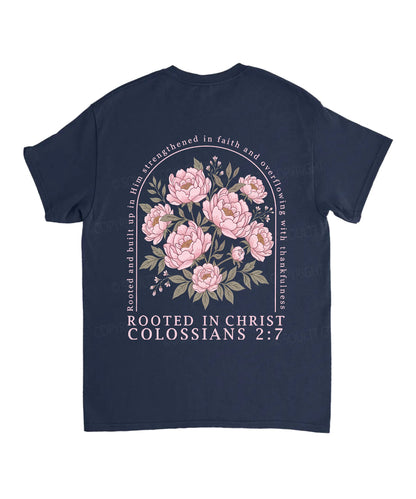 Rooted In Christ Double Sided Unisex Cotton Christian T-Shirt