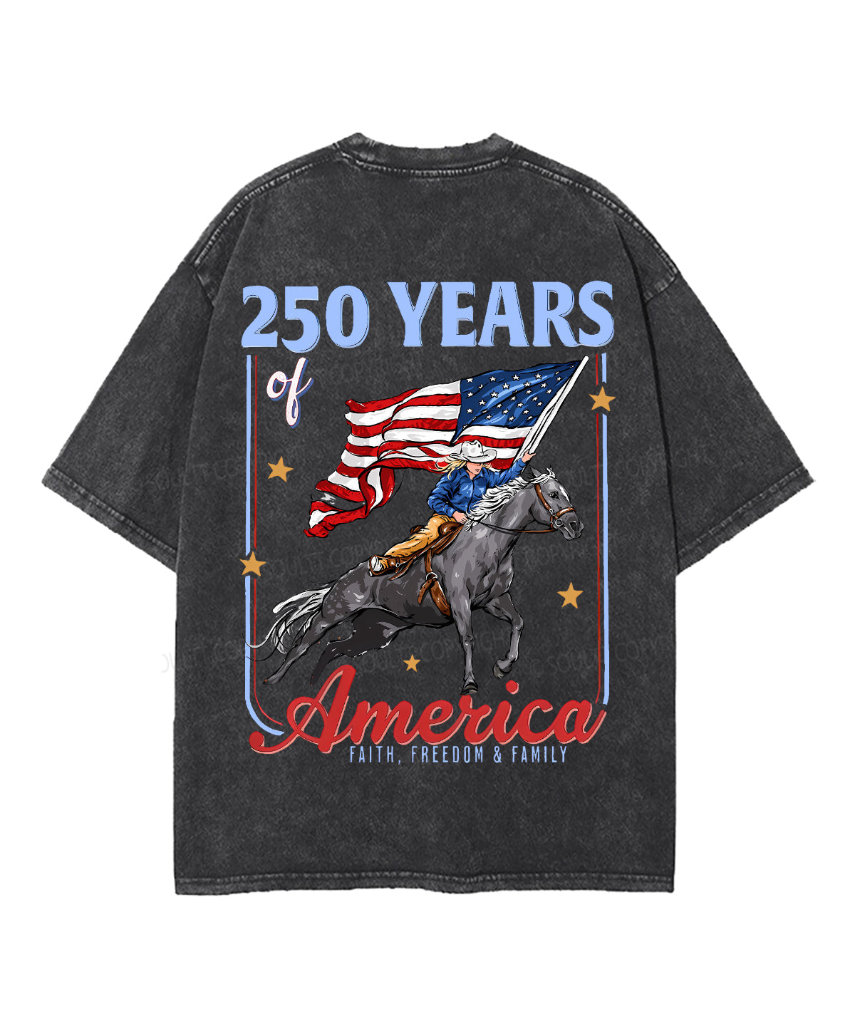 250 Years America Anniversary Double Sided Unisex Washed Christian T-shirt