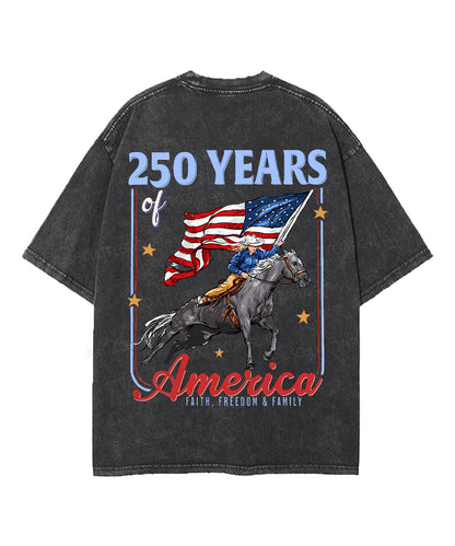 250 Years America Anniversary Double Sided Unisex Washed Christian T-shirt