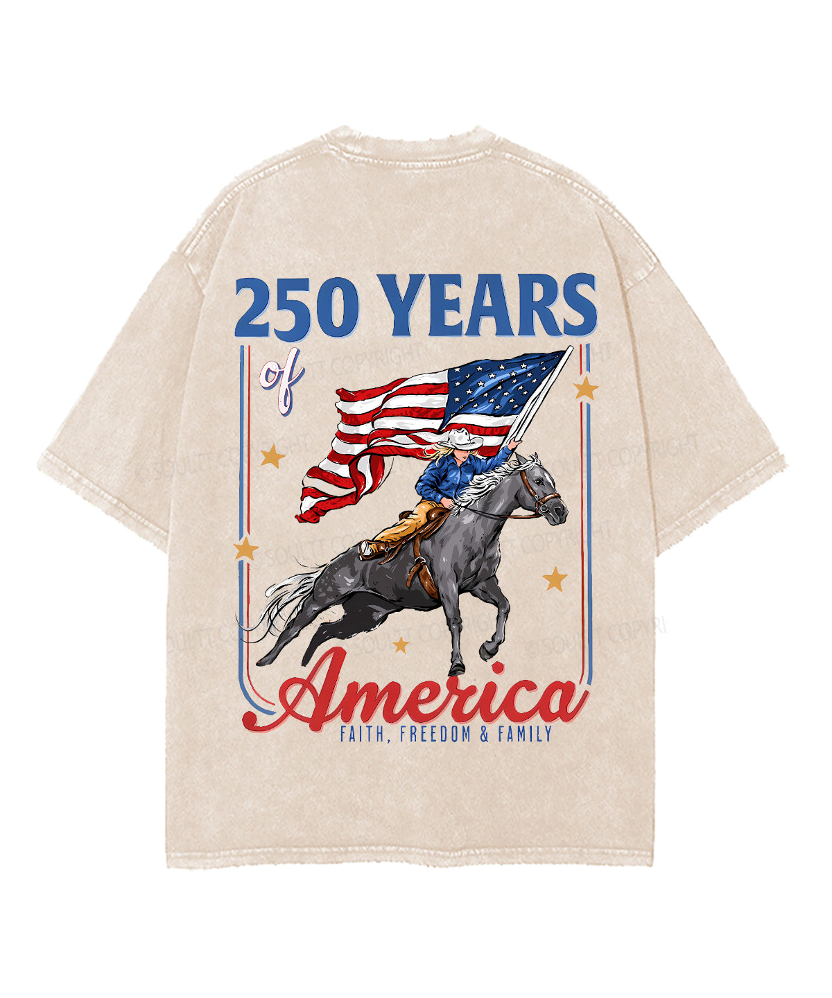 250 Years America Anniversary Double Sided Unisex Washed Christian T-shirt