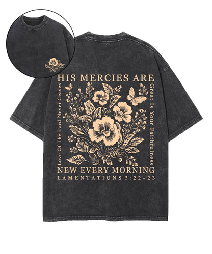 His Mercies Are New Every Morning Double Sided Unisex Washed Christian T-shirt