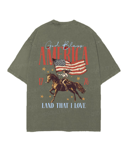 God Bless America Double Sided Unisex Christian Washed T-Shirt & Shorts