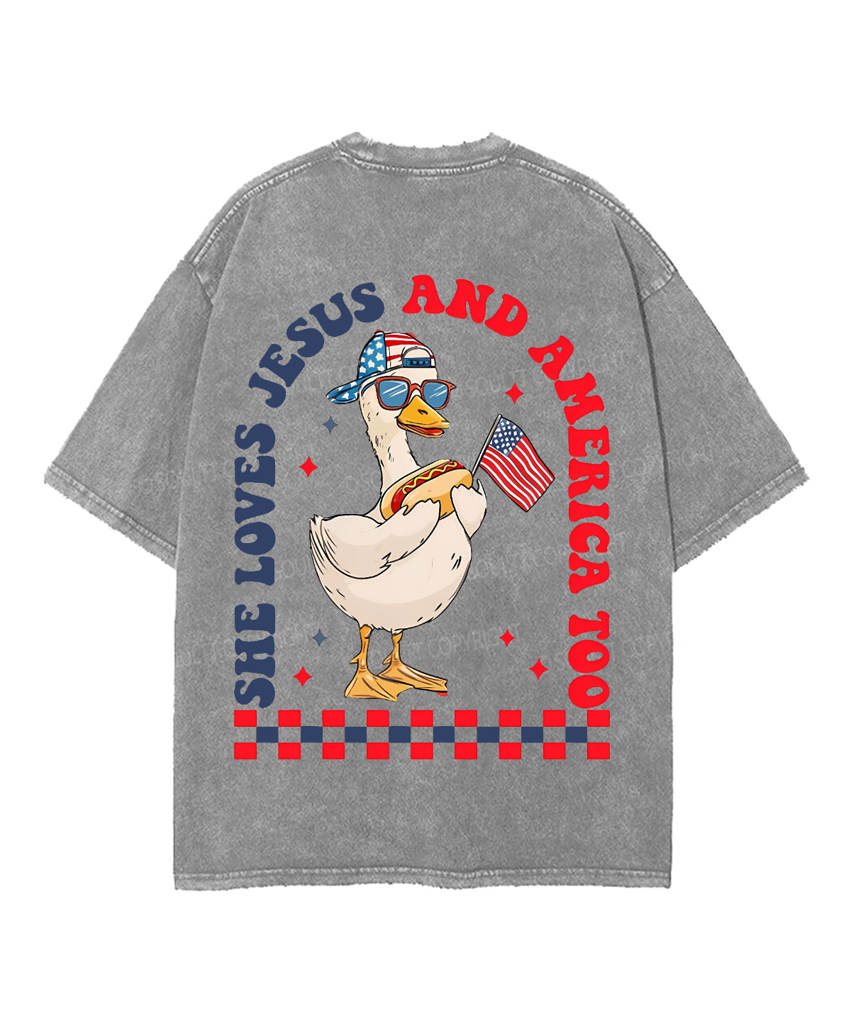 She Loves Jesus And America Double Sided Unisex Washed Christian T-shirt