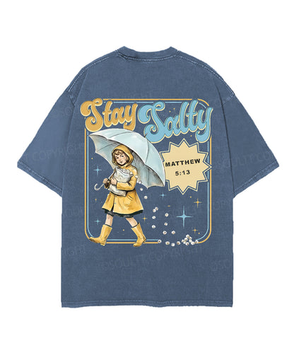 Stay Salty Double Sided Unisex Christian Washed T-Shirt & Shorts