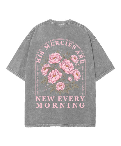 His Mercies Are New Every Morning Double Sided Unisex Washed Christian T-shirt