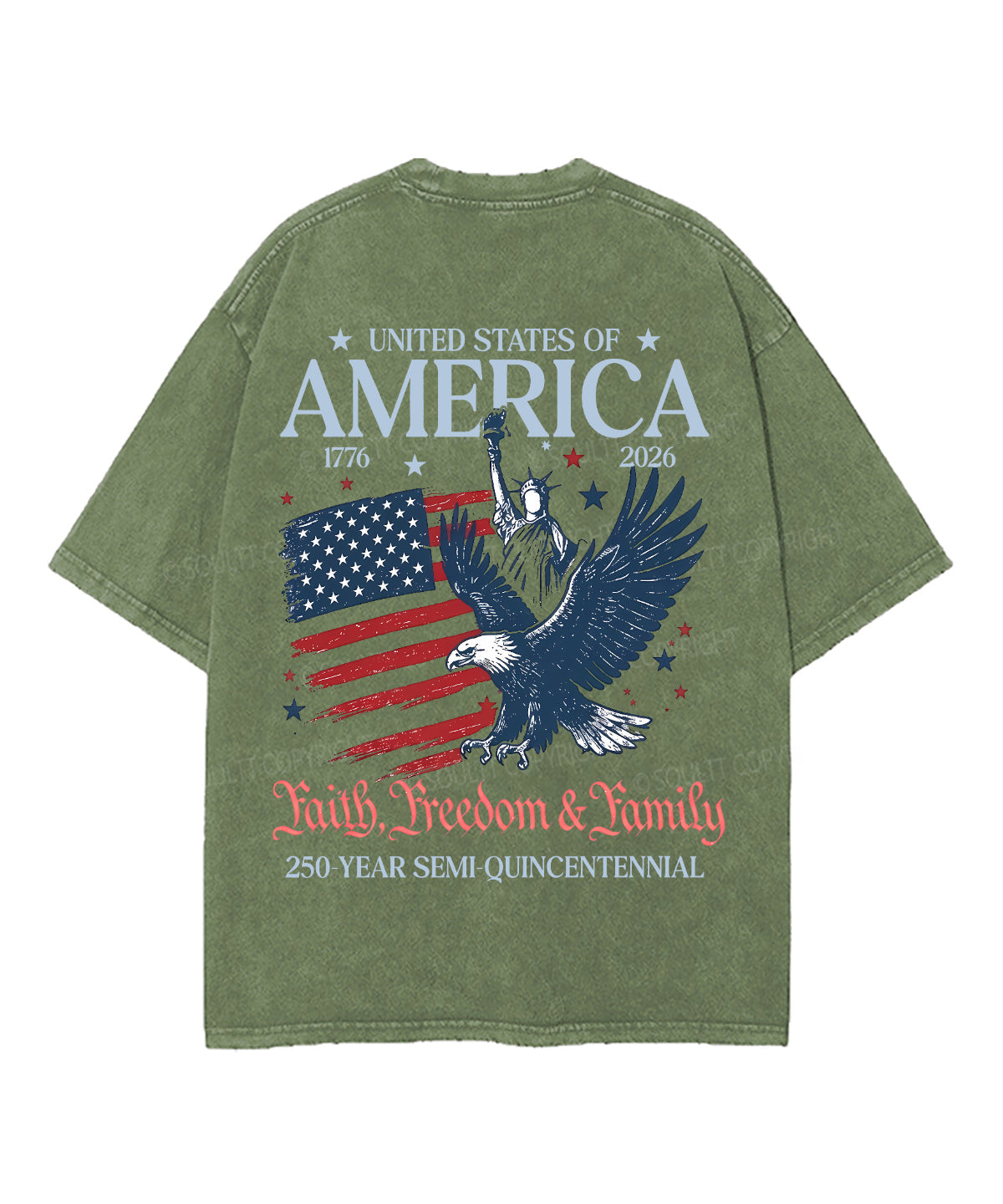 250 Years America Anniversary Double Sided Unisex Washed Christian T-shirt