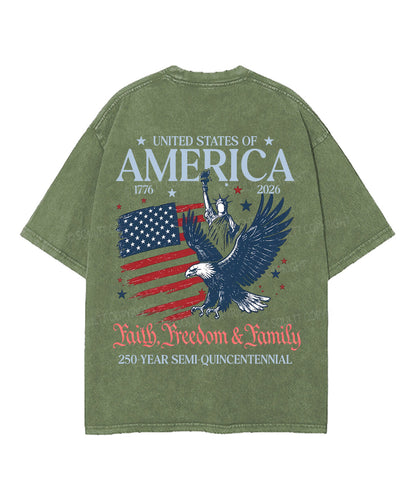 250 Years America Anniversary Double Sided Unisex Washed Christian T-shirt