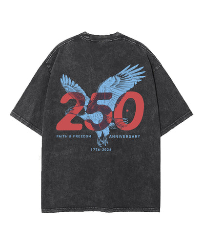 250 Years America Anniversary Double Sided Unisex Washed Christian T-shirt