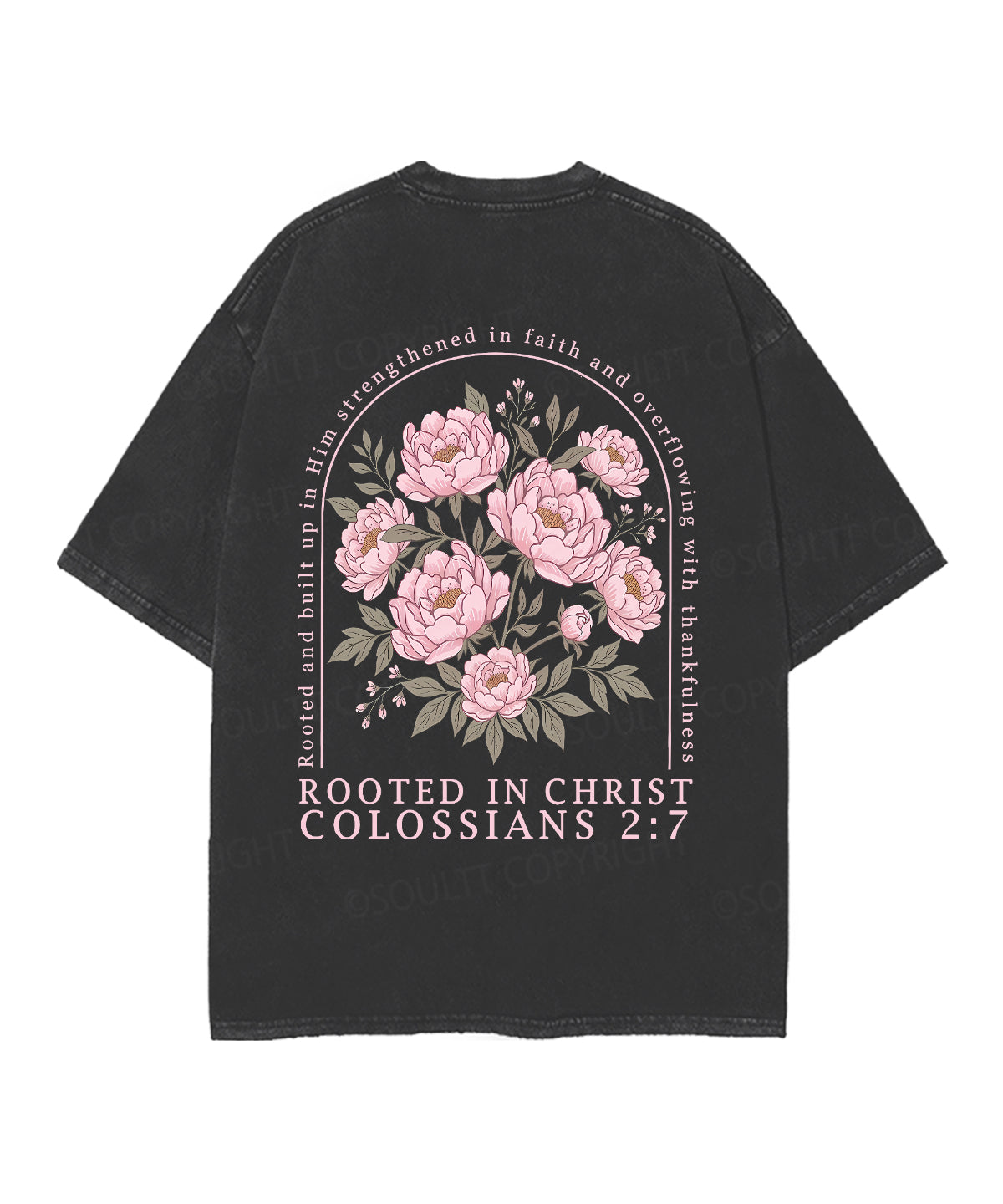 Rooted In Christ Double Sided Unisex Christian Washed T-Shirt & Shorts