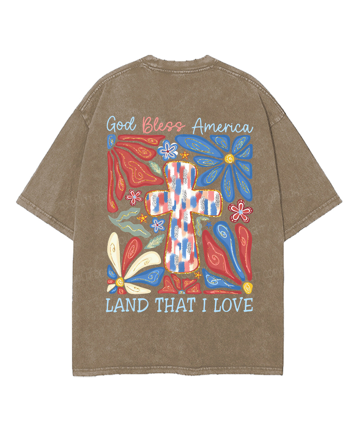 God Bless America Double Sided Unisex Washed Christian T-shirt